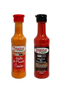 Kit Molho de Pimenta Caseira Extra Forte 150ml + Molho de Pimenta Bruta Super Picante 150ml - Digital