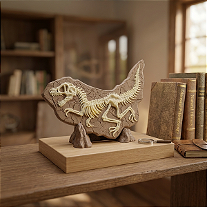 Fóssil de Dinossauro Decorativo em Rocha – Peça Temática