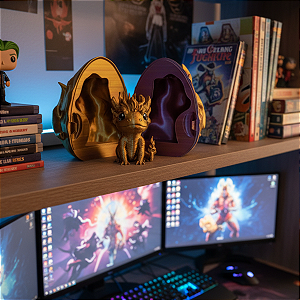 Ovo de Dragão Fire com Baby Dragão Decorativo