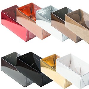 Caixa para 2 Doces PVC 2 (8,5x4,5x3,5cm) - 10 unidades - ASSK - Kafe Embalagens
