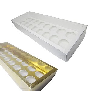 PROMOÇÃO Caixa Base Brigadeiro para 16 Doces nº3 (30,5x10x3,7cm) - 05 unidades - ASSK - Kafe Embalagens