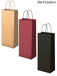 Sacola de Papel para Garrafa (39x13,5x8cm) - 10 unidades - ASSK - Kafe Embalagens