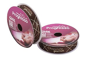 Fita de Cetim Chocolate Caseiro Geométrico - 01 unidade - 10 metros - Progresso - Kafe Embalagens