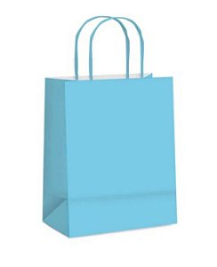 Sacola de Papel Colorida 13.5x8x16cm Com 10 Unidades Azul Bebe
