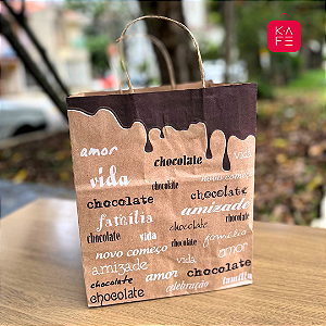 Sacola Papel Kraft Delivery Feliz Páscoa 6598 23,5X17X28cm 10 unidades Kafe Embalagens