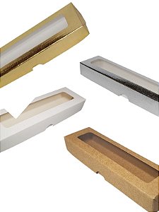 Caixa com Visor S14 Cores 4x19x3cm 10 unidades  ASSK  Kafe Embalagens