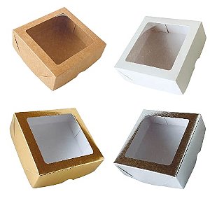 Caixa com Visor S3 Cores 14x14x4cm 10 unidades  ASSK  Kafe Embalagens