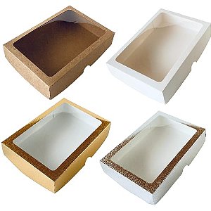 Caixa com Visor S4 Cores 14x20x4cm 10 unidades  ASSK  Kafe Embalagens