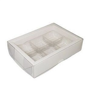 PROMOÇÃO Caixa 6 Doces N8 com Berço Tampa Transparente 10 unidades Kafe Embalagens
