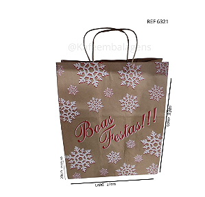 Sacola de Papel Natal Boas Festas - 10 unidades