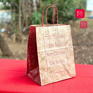 Sacola de Papel Feliz Natal 10 unidades Kafe Embalagens