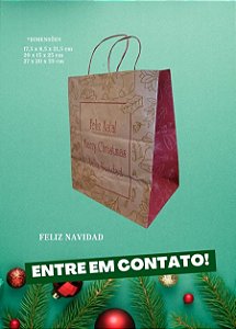 Sacola de Papel Feliz Natal 10 unidades Kafe Embalagens