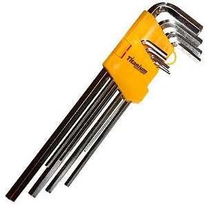 Jogo de Chave Allen 1,5 a 10mm 9 Peças Longo Titanium