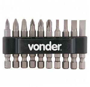 Jogo de Bits/ponteiras com 10 Peças Encaixe Sextavado 1/4 Pol. - 3538100000 - Vonder