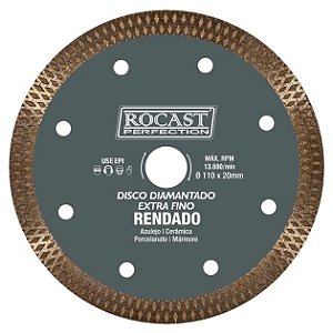 Disco Diamantado Extra Fino Rendado para Porcelanato 110x20mm - 34,0017 - Rocast