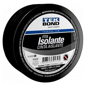 Fita Isolante 19mm X 10m Preta - 1037001910 - Tekbond