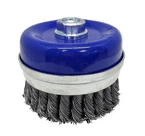 Escova de Aço Trançado Modelo Copo com Rosca Pró M14x65mm - 1950 - Berwanger