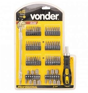 Jogo de Bits/ponteiras com 58 Peças Encaixe Sextavado 1/4 Pol. - 3538580000 - Vonder