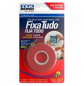 Fita Dupla Face Acrílica 19mm X 2m Uso Externo Fixa Tudo - Tekbond