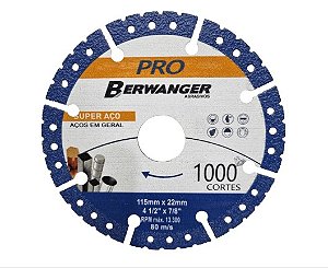 Disco de Corte Super Aço 115x22mm Pro Berwanger