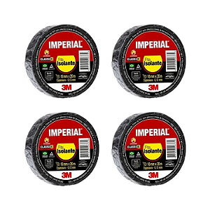 Kit 4 Fitas Isolantes 18mm X 20m Imperial 3m 90°c Classe C