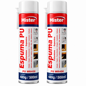 Kit 2 Espumas Expansivas Pu Mister Mr400 500ml 480g Poliuretano