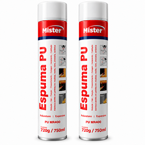 Kit 2 Espumas Expansivas Pu Mister Mr400 750ml 720g Poliuretano