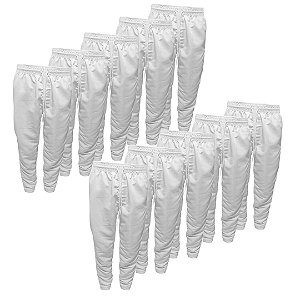 Kit 10 Calças Tactel Branca Resistente Com Costura Reforçada