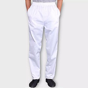 Calça Tactel branca açougue frigorífico restaurante cozinha