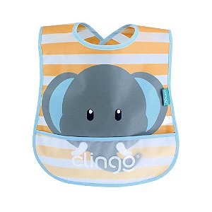 Babador impermeável com bolso coletor Elefante - Clingo