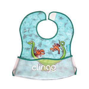Babador impermeável com bolso coletor Dinos - Clingo