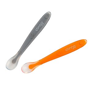 Kit 2 Colheres de silicone Premium Laranja/Cinza - Clingo