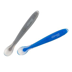 Kit 2 Colheres de silicone Premium Azul/Cinza - Clingo