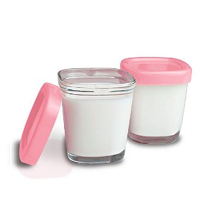 Potes de Vidro para Armazenamento leite materno/papinhas Rosa - Clingo