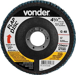 Disco  Flap Fibra 4,5" -115 x 22- G40 - Zirconio-VONDER