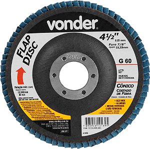 Disco Flap Fibra 4,5" -115 x 22- G60 -VONDER