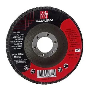 Disco Flap Fibra Zirconio -4,5" -115 x 22- G40 -SAMURAI