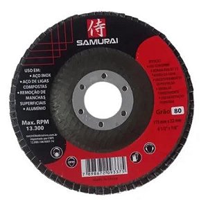 Disco Flap Fibra Zirconio -4,5" -115 x 22- G80 -SAMURAI