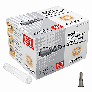 Agulha Hipodérmica Descartável 30x0,70MM (22Gx1 1/4) - Descarpack