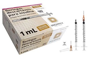 Seringa de Insulina 1ml com Agulha 13 x 4,5mm - Descarpack