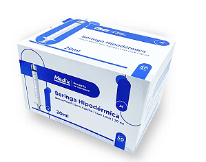 Seringa Descartável 20ml Luer Lock (Rosca) Estéril Caixa C/50 unidades - Medix