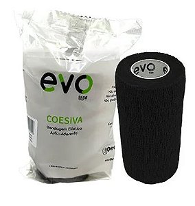 Bandagem Elástica Coesiva Adesiva Preta 10cmx4,5m - Evo Tape