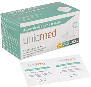 Lenço para Assepsia Swab em Álcool 70% C/100 - Uniqmed