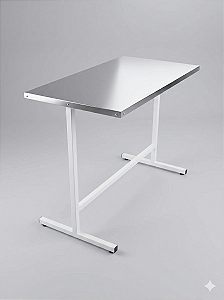 Mesa Bancada Tampo Liso Inox e Altura Fixa - Sanitas Móveis