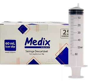 Seringa Descartável 20ml Luer Slip Estéril Caixa C/50 unidades - Medix