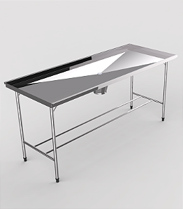 Mesa Veterinária Para Necrópsia Pequena em Aço Inox Com Vinco e Borda - Sanitas Móveis