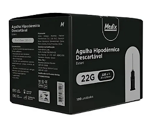 Agulha Hipodérmica Descartável 25x0,70MM (22Gx1) - Medix