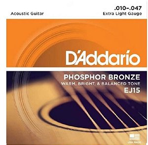 Encordoamento Para Violão Aço 0.10 D'addario EJ15 Phosphor Bronze