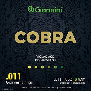Encordoamento Para Violão Aço 0.11 Giannini GEEFLKF Cobra F.Bronze