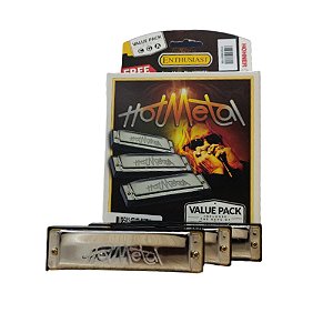 Kit Gaita Harmonica Hohner Hot Metal (C, G, A)